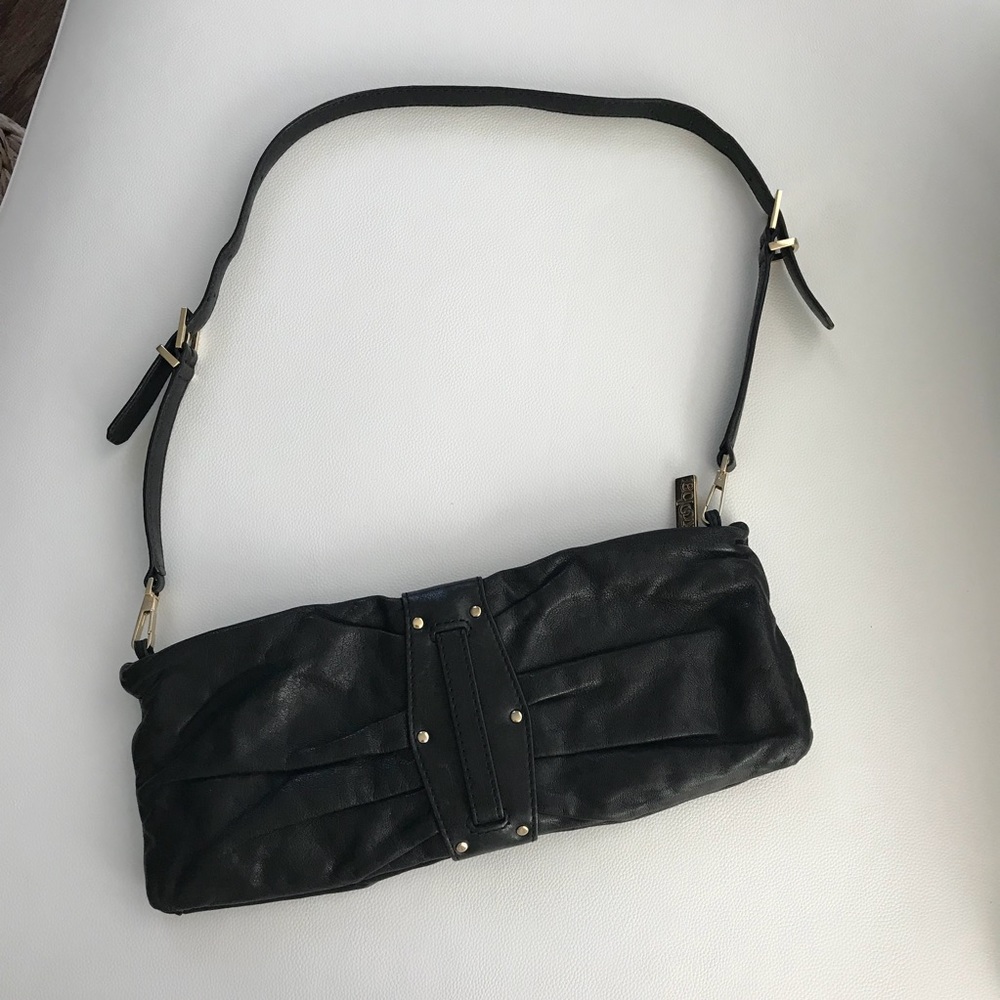 Kooba Erin Black Leather Baguette Shoulder Bag